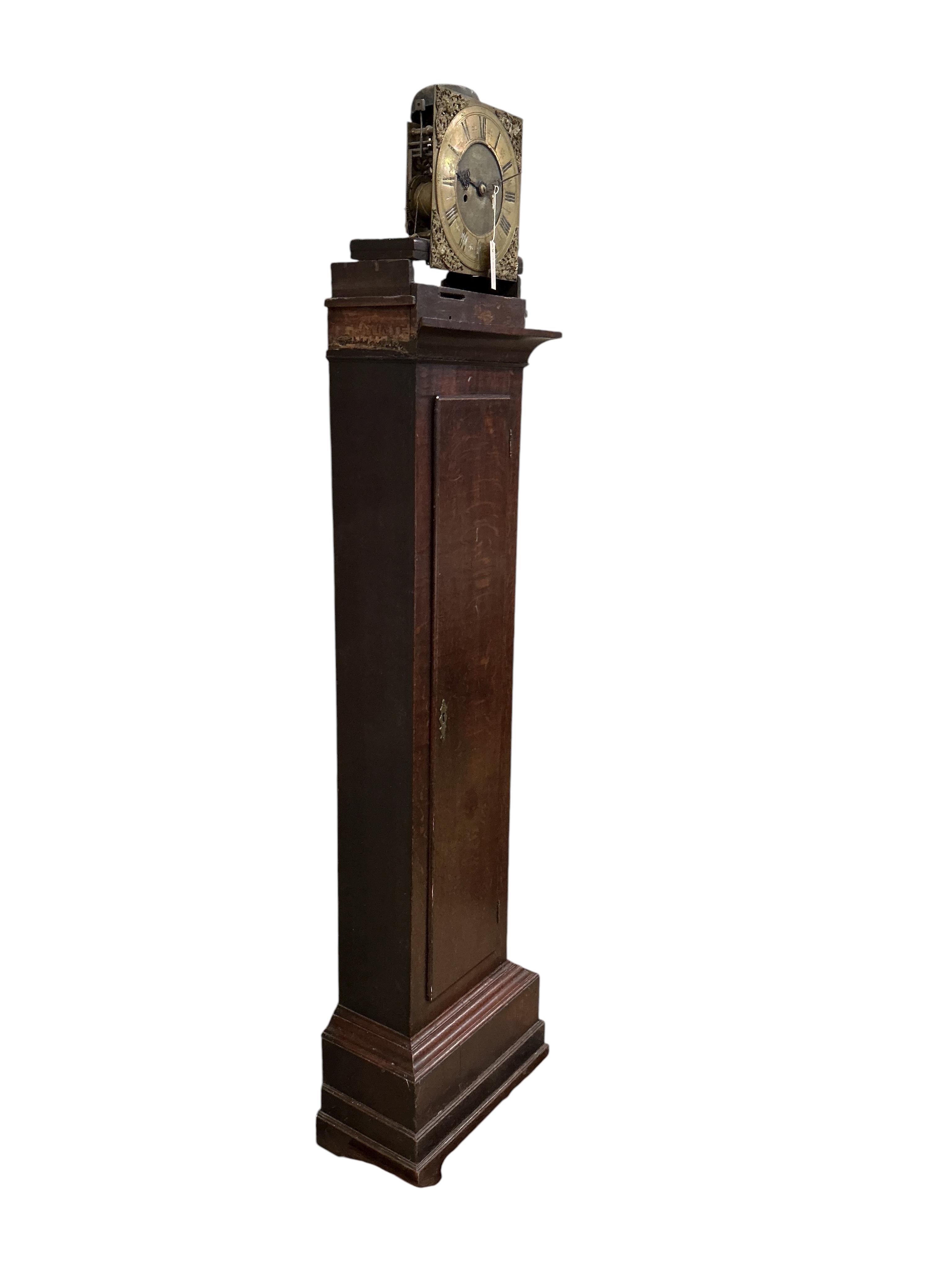 A late 17th / early 18th century oak thirty hour longcase clock, marked Abraham Prime, height 195cm